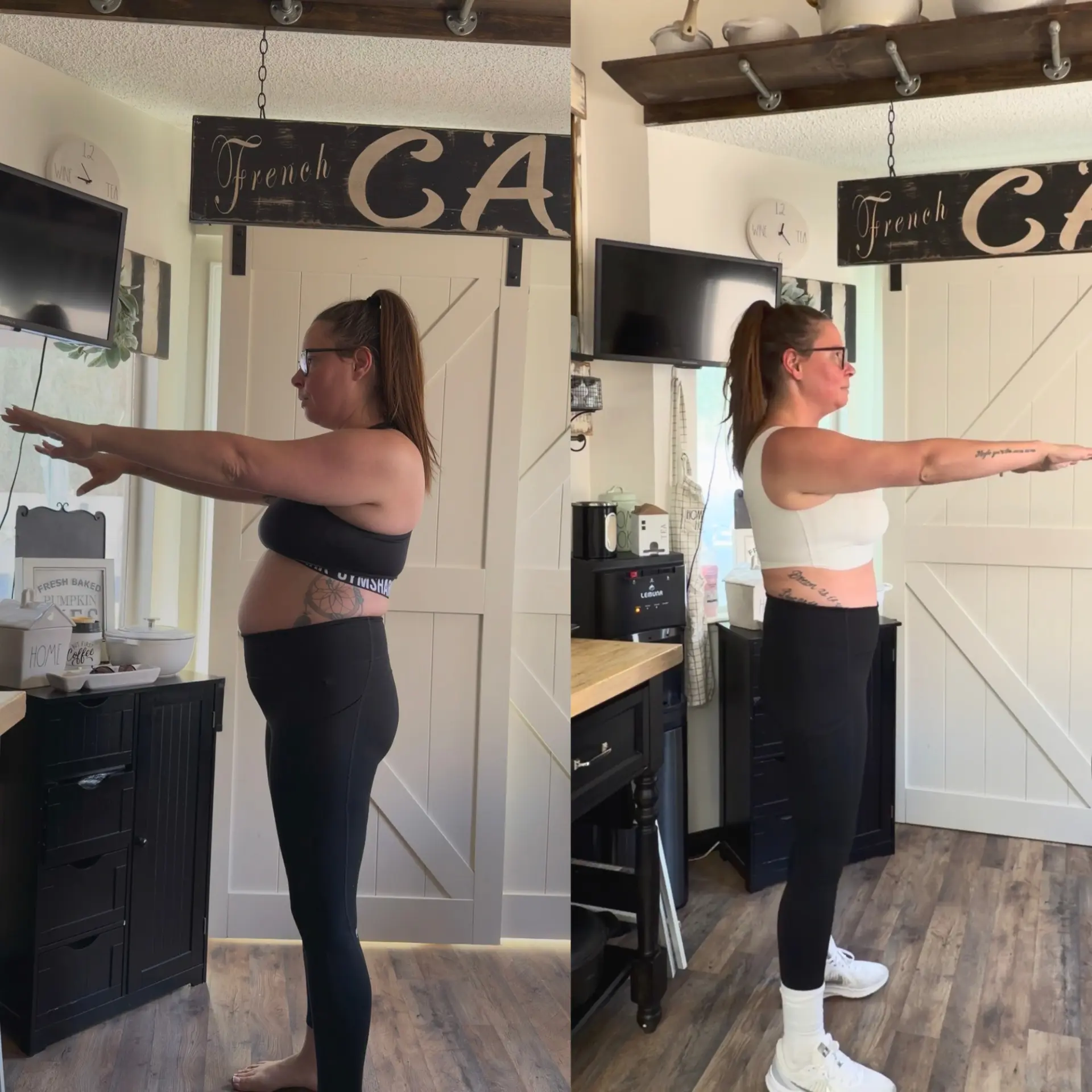 Six week transformation side-by-side progress photo